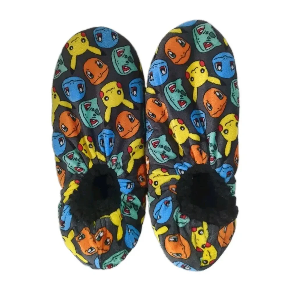 Pokemon Pikachu Fuzzy Babba Slipper Socks Men 9 M/L Anime Unisex Gripper Shoes